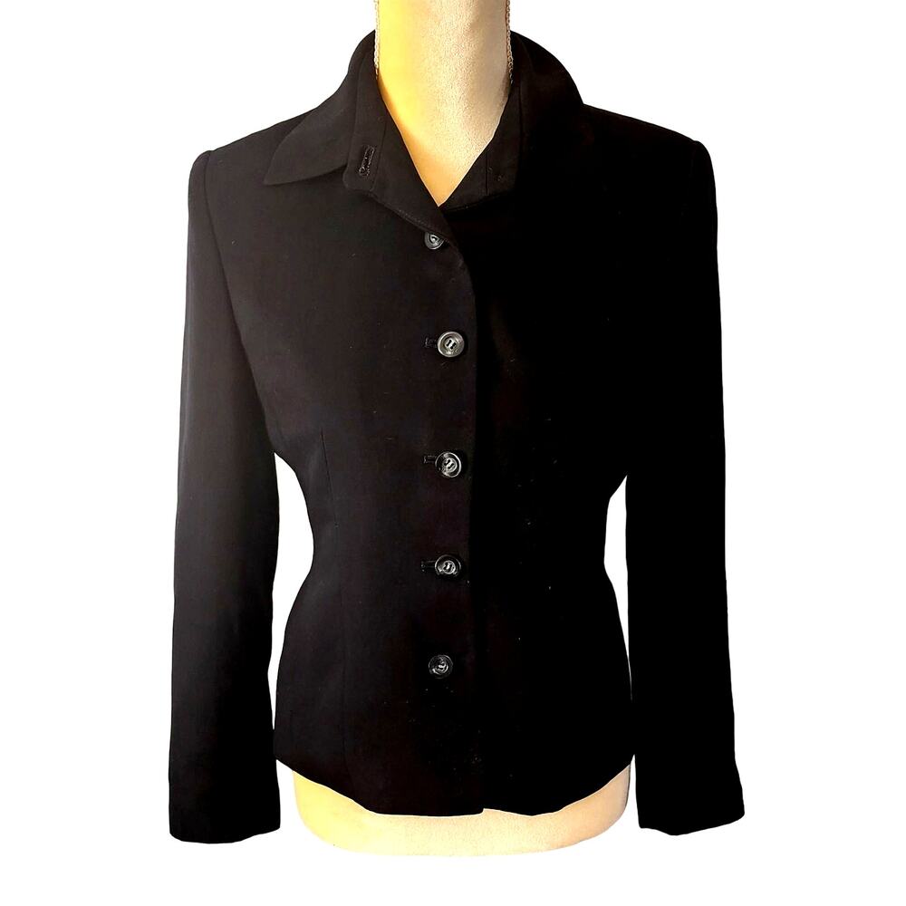 Jennifer Moore Button Up Shacket Petites Black Blazer Size 6P